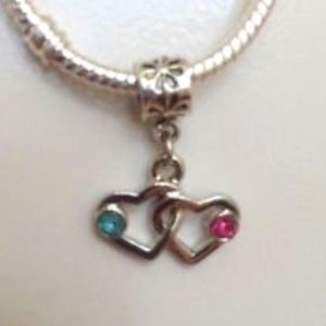 “Hearts” Silver Plated Dangling Charm Bead For European Style Bracelets